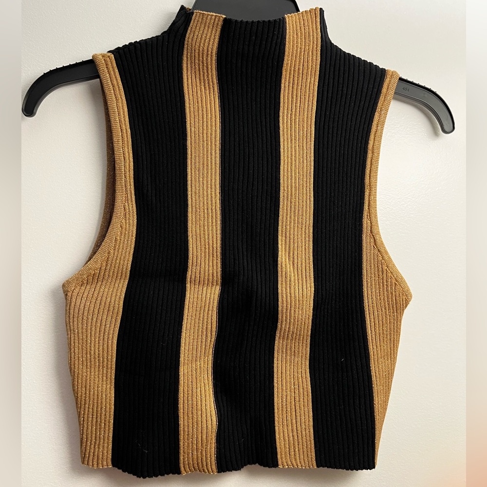 Metallic Gold and Black Cropped Sweater